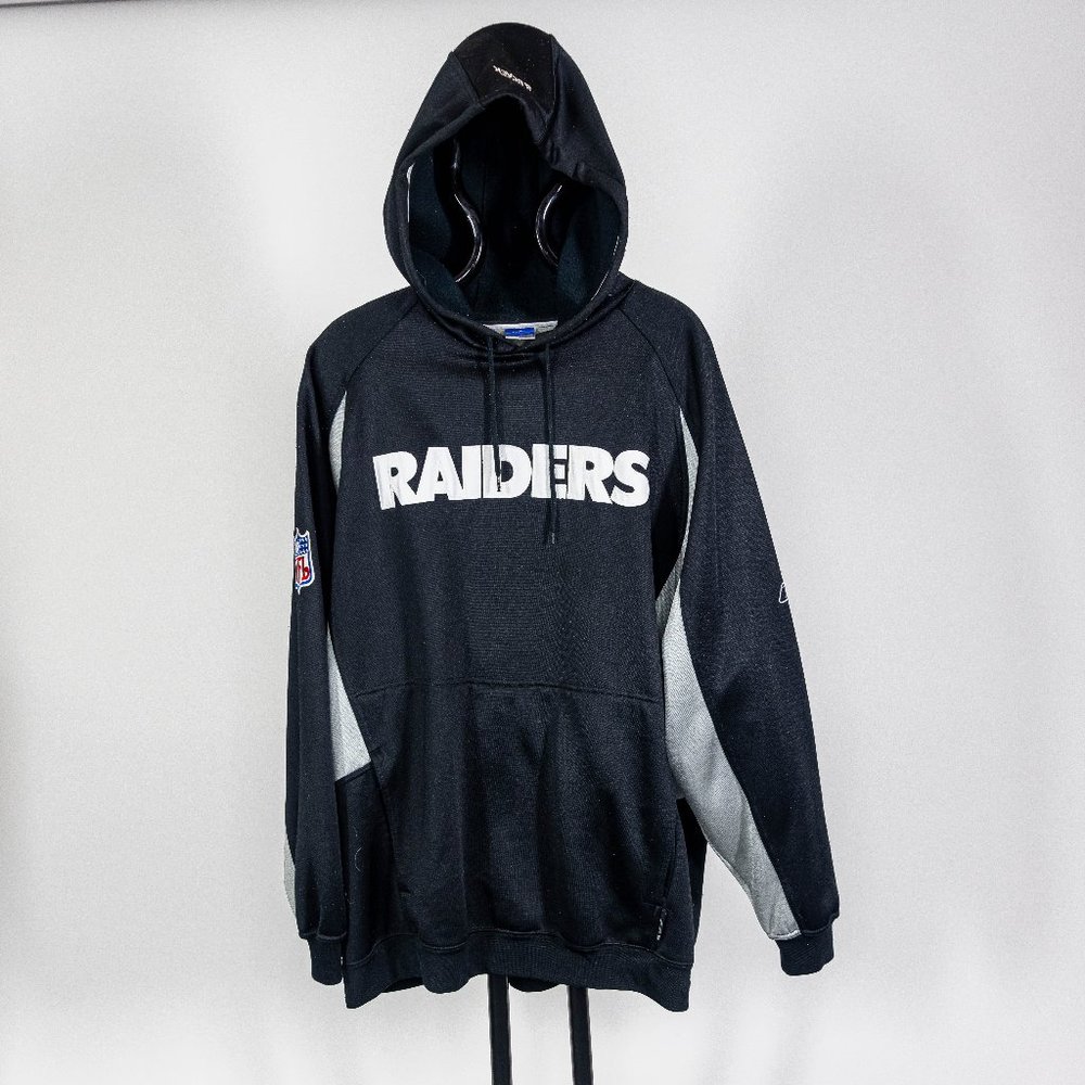 Raiders Hoodie Sweater NFL Team Apparel Reebok XL Black & Silver